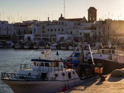 ...mentre dietro al mercato un timido raggio di sole calante si fa spazio tra i tetti delle case del centro storico e l�imponente cupola della Chiesa Matrice